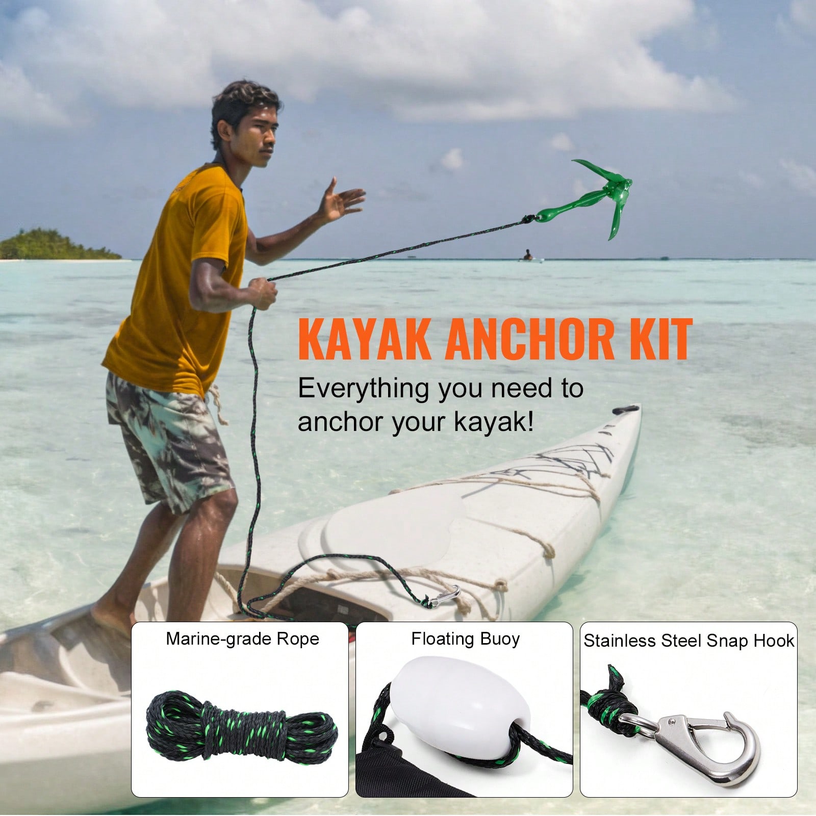 طقم مرساة مع خطاف وعمود، مرساة - مراجعة Boat Anchor Kit Galvanized وسعره