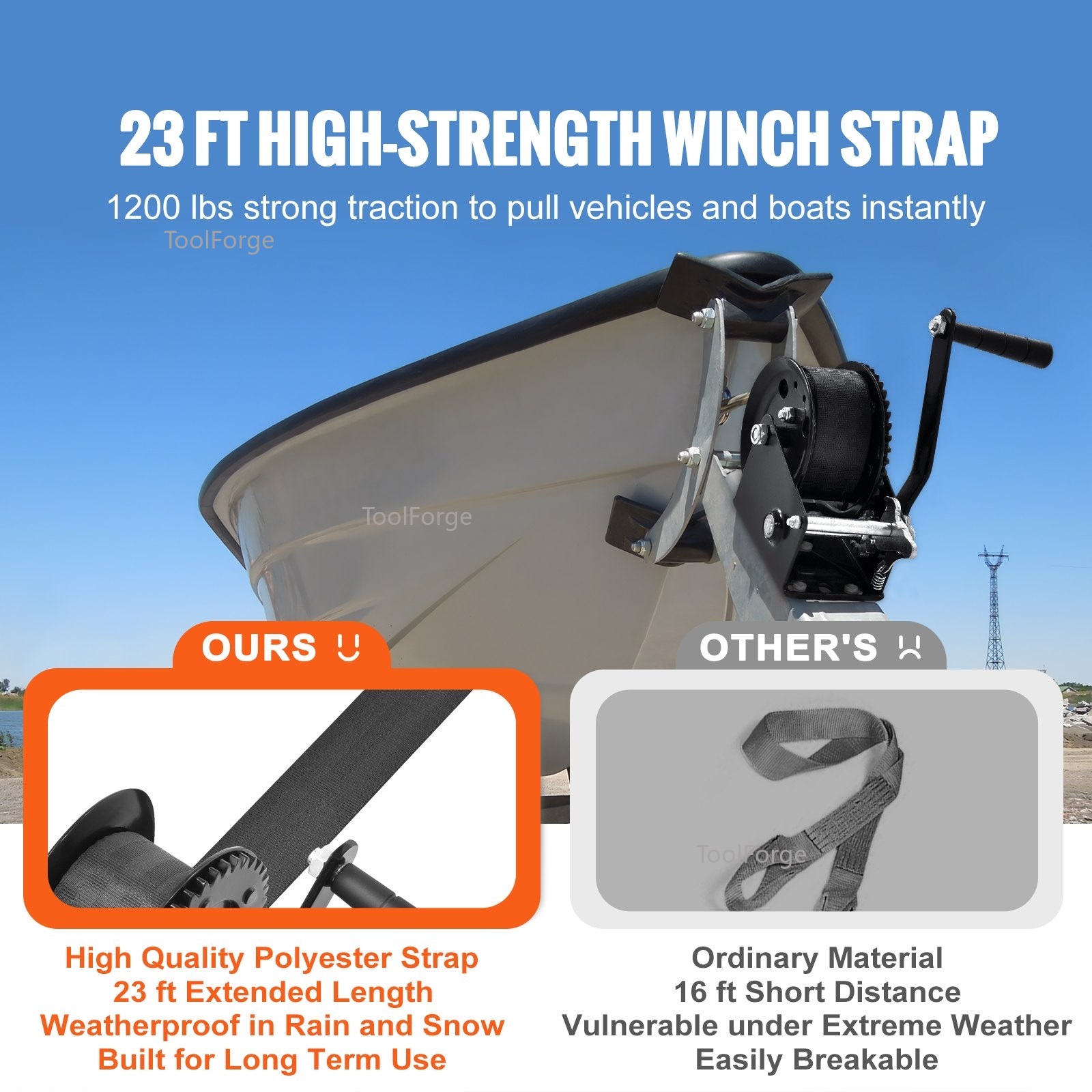 ونش يدوي بقدرة سحب 2500 رطل، و - مراجعة Boat Trailer Winch Strap وسعره