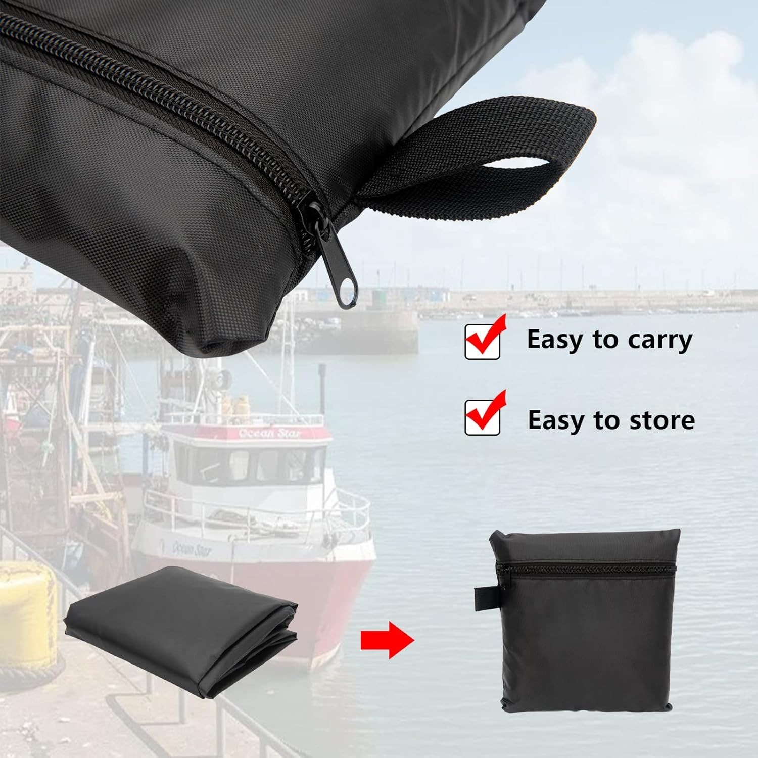 1 قطعة غطاء قارب المحرك PA مقا - مراجعة Outboard Motor Cover Waterproof وسعره