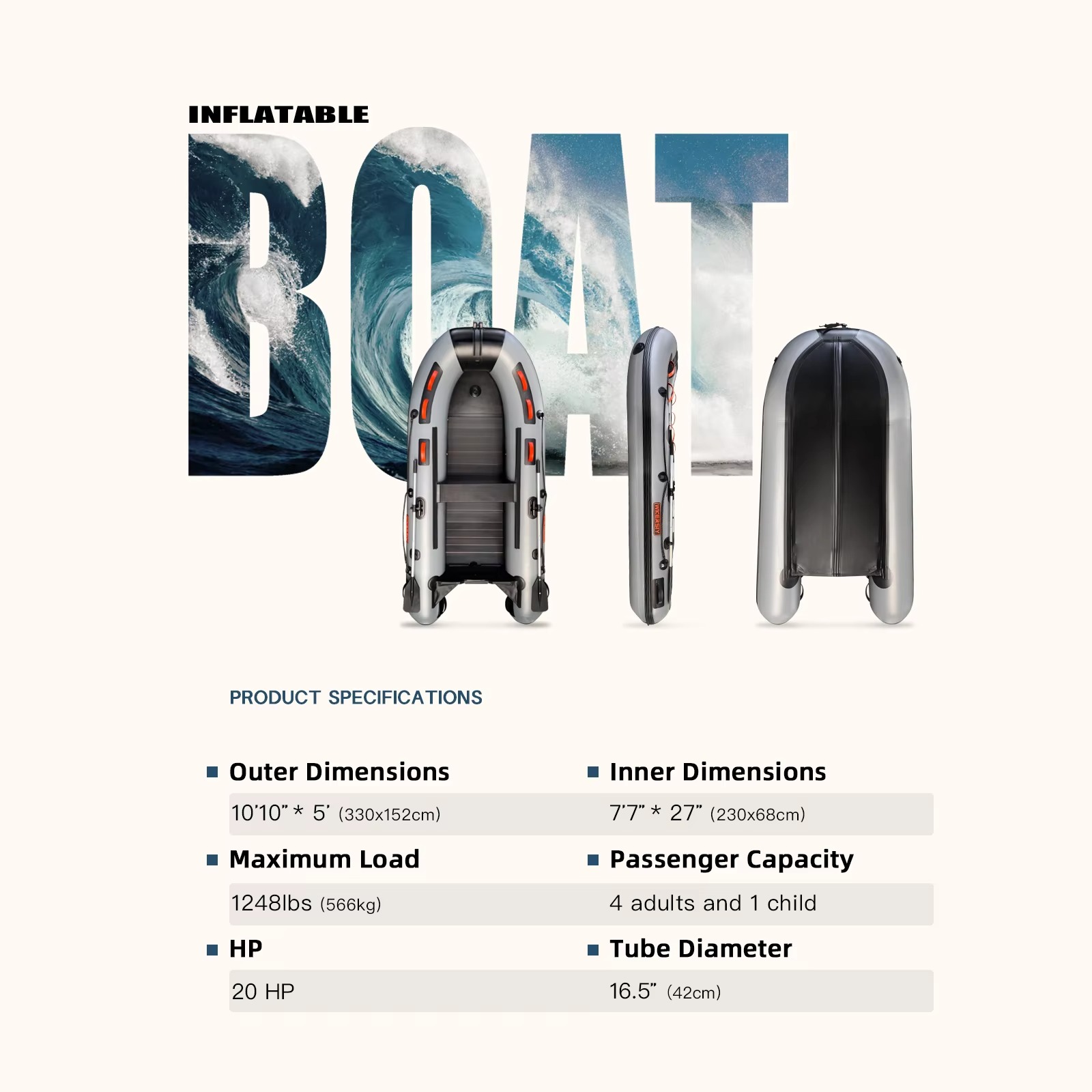 قارب قابل للنفخ من الألومنيوم  - مراجعة Inflatable Boat 3.3M Pvc وسعره