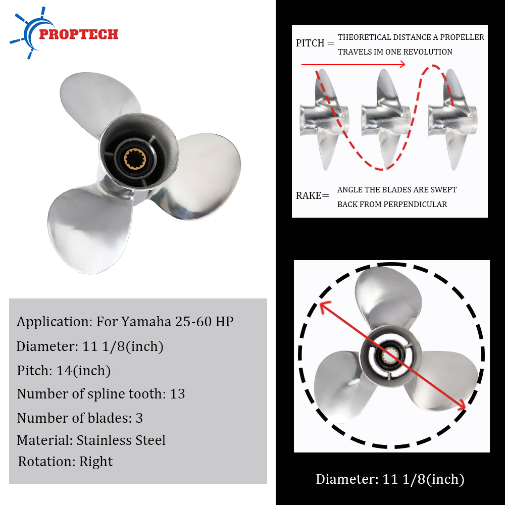 قارب المروحة 11 1/8x14 لياماها - مراجعة Outboard Motor Propeller Stainless وسعره