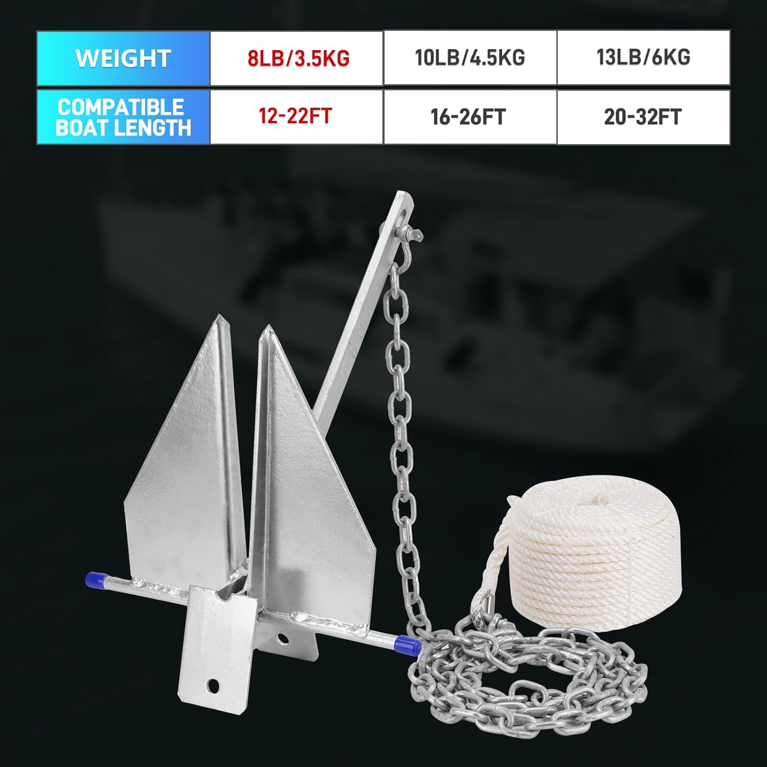 مجموعة مرساة قوارب شديدة التحم - مراجعة Boat Anchor Kit Galvanized وسعره