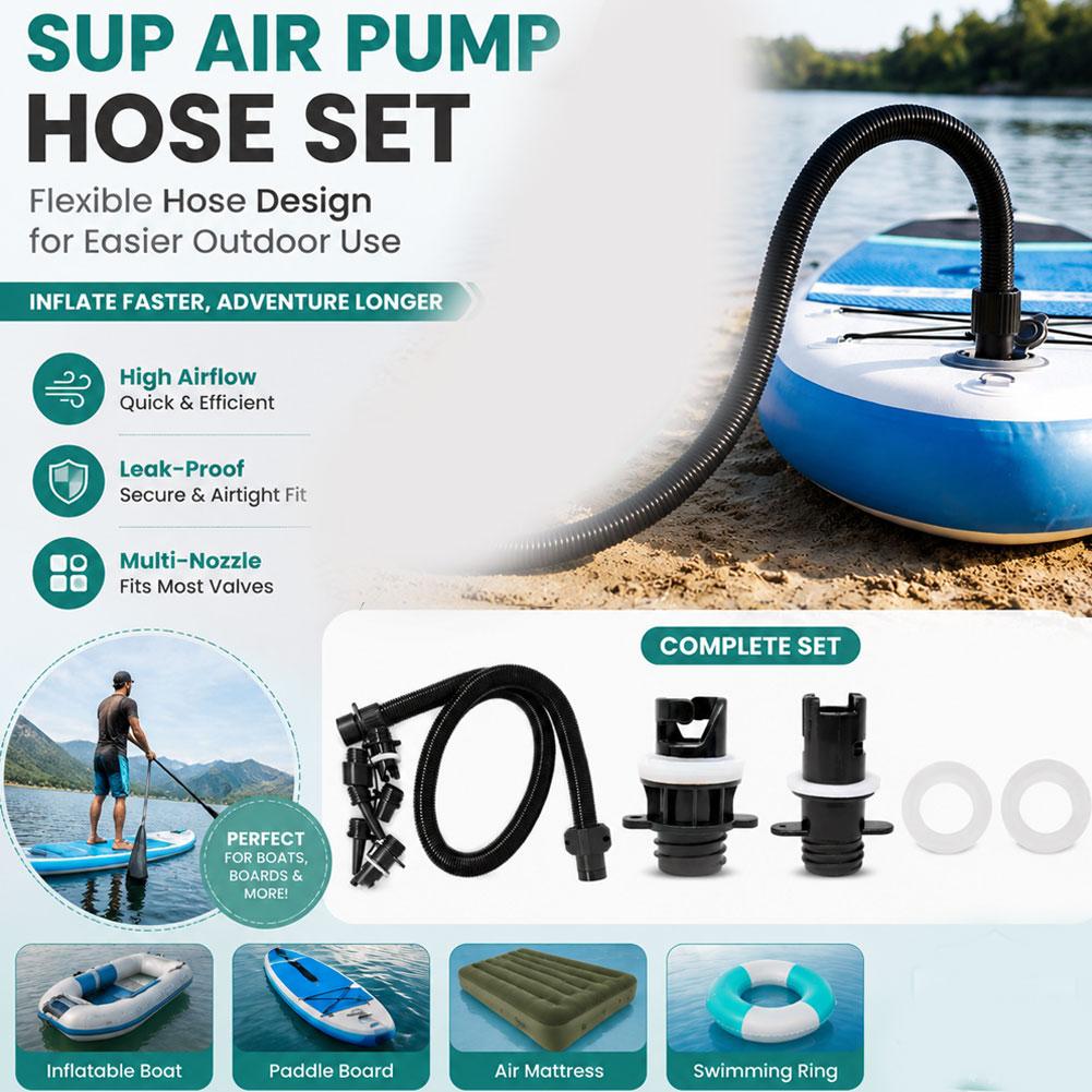 طقم خرطوم هواء مع 7 فوهات، مضخ - مراجعة Inflatable Boat Electric Pump وسعره