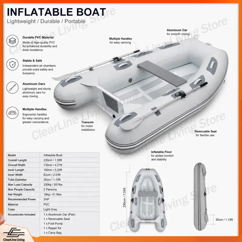 قارب صغير قابل للنفخ بطول 3.3  - مراجعة Inflatable Boat 3.3M Pvc وسعره