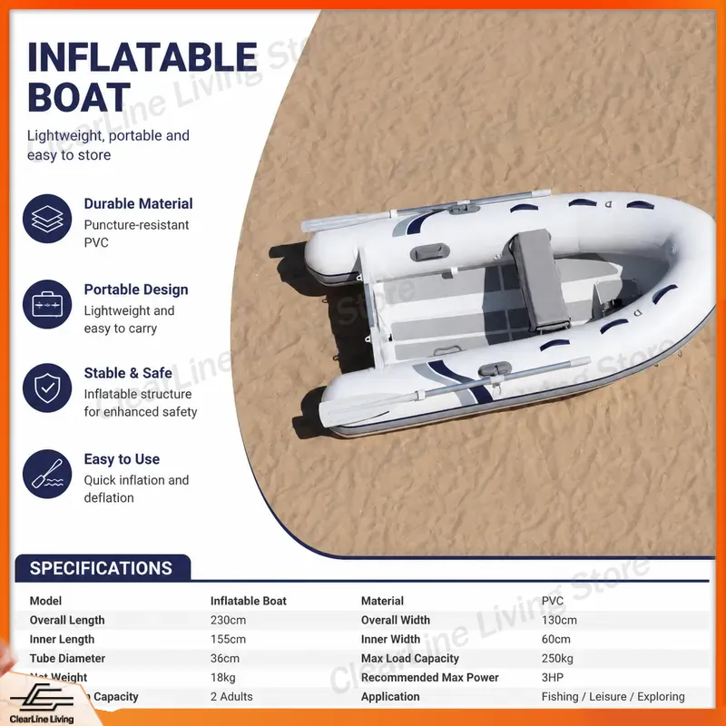 قارب صغير قابل للنفخ بطول 3.3  - مراجعة Inflatable Boat 3.3M Pvc وسعره