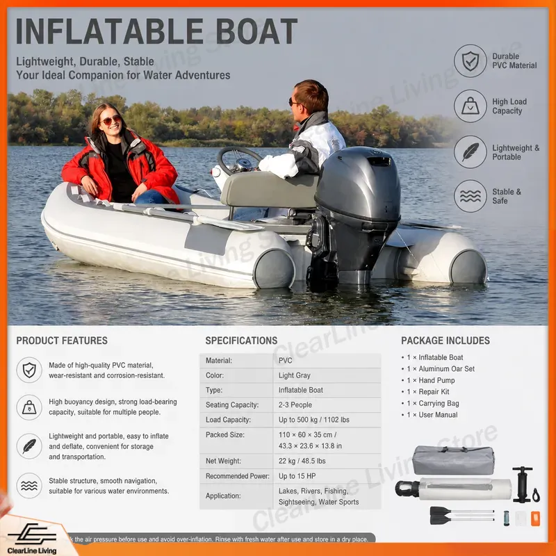 قارب صغير قابل للنفخ بطول 3.3  - مراجعة Inflatable Boat 3.3M Pvc وسعره