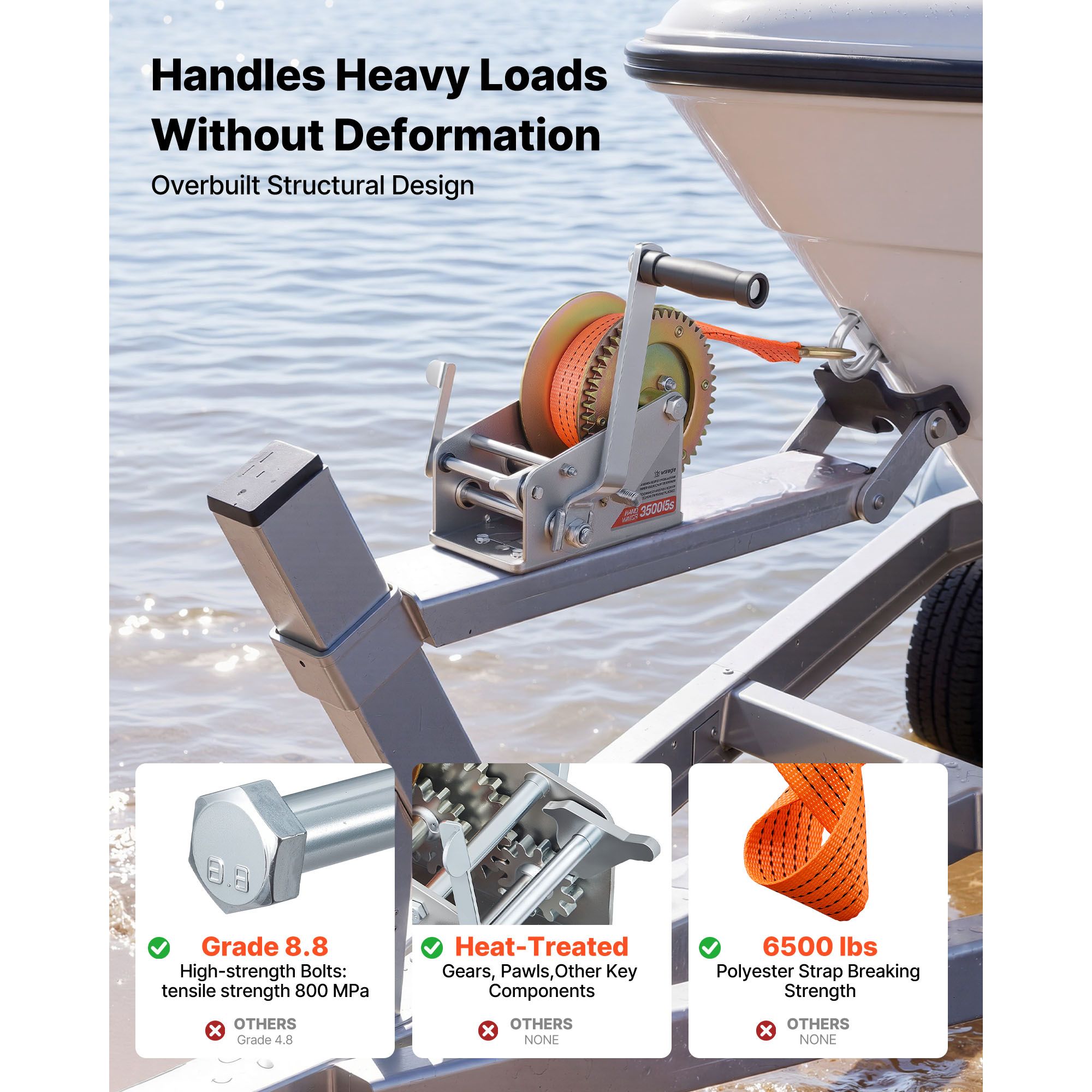 ونش قارب، ونش يدوي بقوة 3500 ر - مراجعة Boat Trailer Winch Strap وسعره